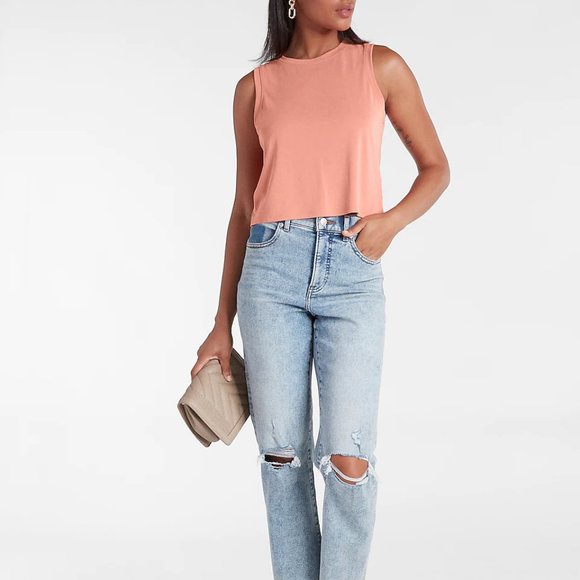 *NWT* Silky Sueded Jersey Cropped Muscle Tank - Terra Cotta - Size XXS - Express - Picture 3 of 14